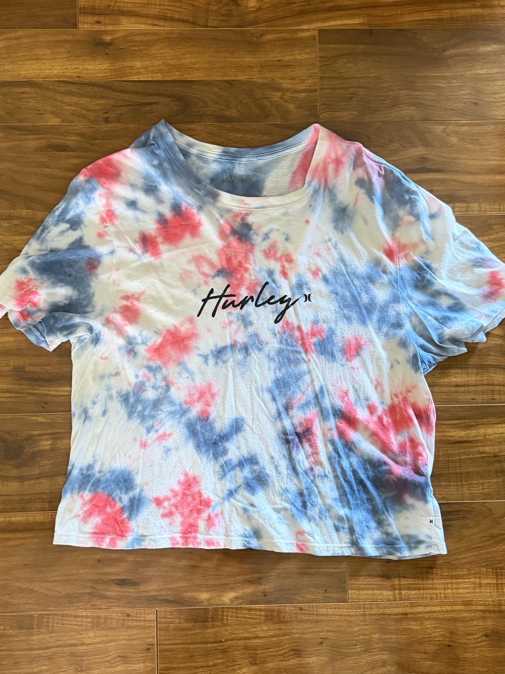 Hurley Red & Blue Tie-Dye Crop Tee